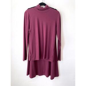 Peruvian Connection Set Long Skirt‎ & Turtleneck Shirt Burgundy Pima Cotton Med